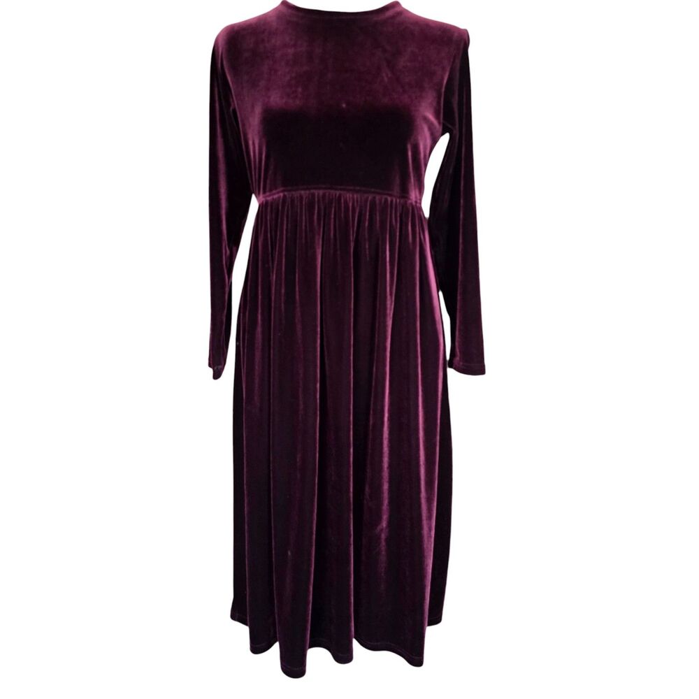 Vintage Night Moves Burgundy Velvet Long Sleeve Dress 12 Mod Grunge Whimsigoth